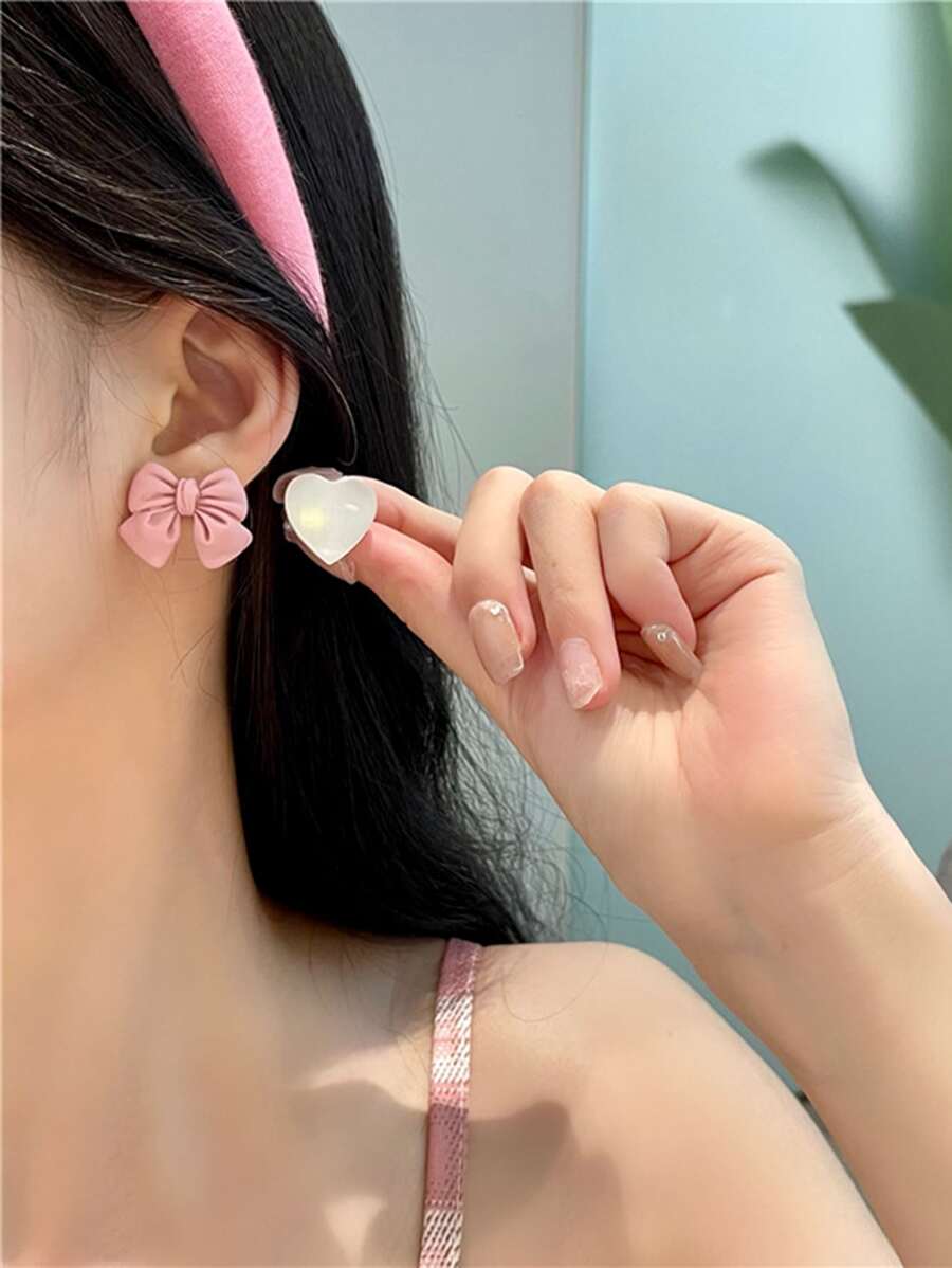 2入組蝴蝶結裝飾耳夾 - 彩色 - 查看 1