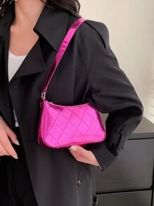 Mini Metallic Quilted Bag - Hot Pink - View 4