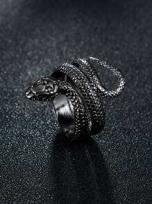 Những người đàn ông thời trang và phổ biến Thiết kế con rắn Bọc vòng thép không gỉ để làm quà tặng trang sức và cho một vẻ ngoài sành điệu - Màu Đen Súng - Xem 2