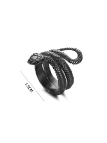 Những người đàn ông thời trang và phổ biến Thiết kế con rắn Bọc vòng thép không gỉ để làm quà tặng trang sức và cho một vẻ ngoài sành điệu - Màu Đen Súng - Xem 3