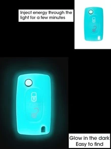 1pc Car Key Case Compatible With Peugeot - Baby Blue - View 3