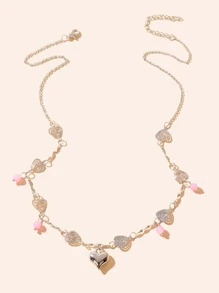 Heart Charm Necklace - Silver - View 2