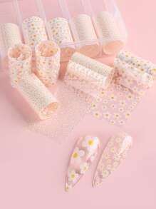 FULL BEAUTY 1box Daisy Pattern Nail Art Transfer Foil - Multicolor - View 1