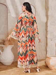 Al Najma Geo Print Tassel Trim Dress