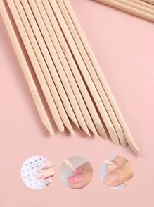 FULL BEAUTY 50入組棍棒適用於指甲片木頭表皮推和去除器套裝適用於美甲和修腳一次性套裝有用和沙龍-不會輕易折斷 - 米色 - 查看 4