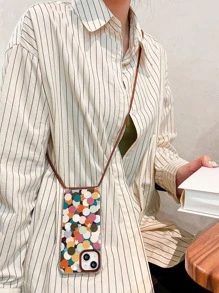Polka Dot Pattern Phone Case With Lanyard - Multicolor - View 1