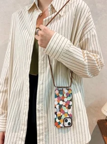 Polka Dot Pattern Phone Case With Lanyard - Multicolor - View 6