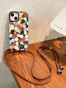 Polka Dot Pattern Phone Case With Lanyard - Multicolor - View 8