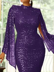 Missord Váy dự tiệc sequin dành cho nữ cho Giáng sinh, Năm mới, Ngày lễ tình nhân - Màu tím - Xem 4