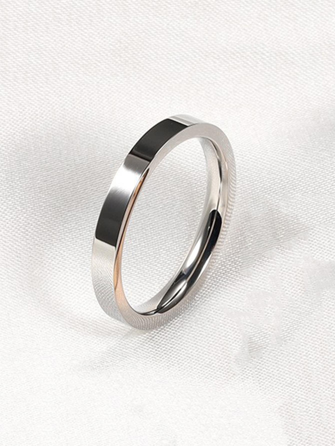 极简主义实心戒指 - 銀色 - 查看 1