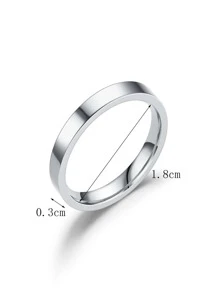极简主义实心戒指 - 銀色 - 查看 4