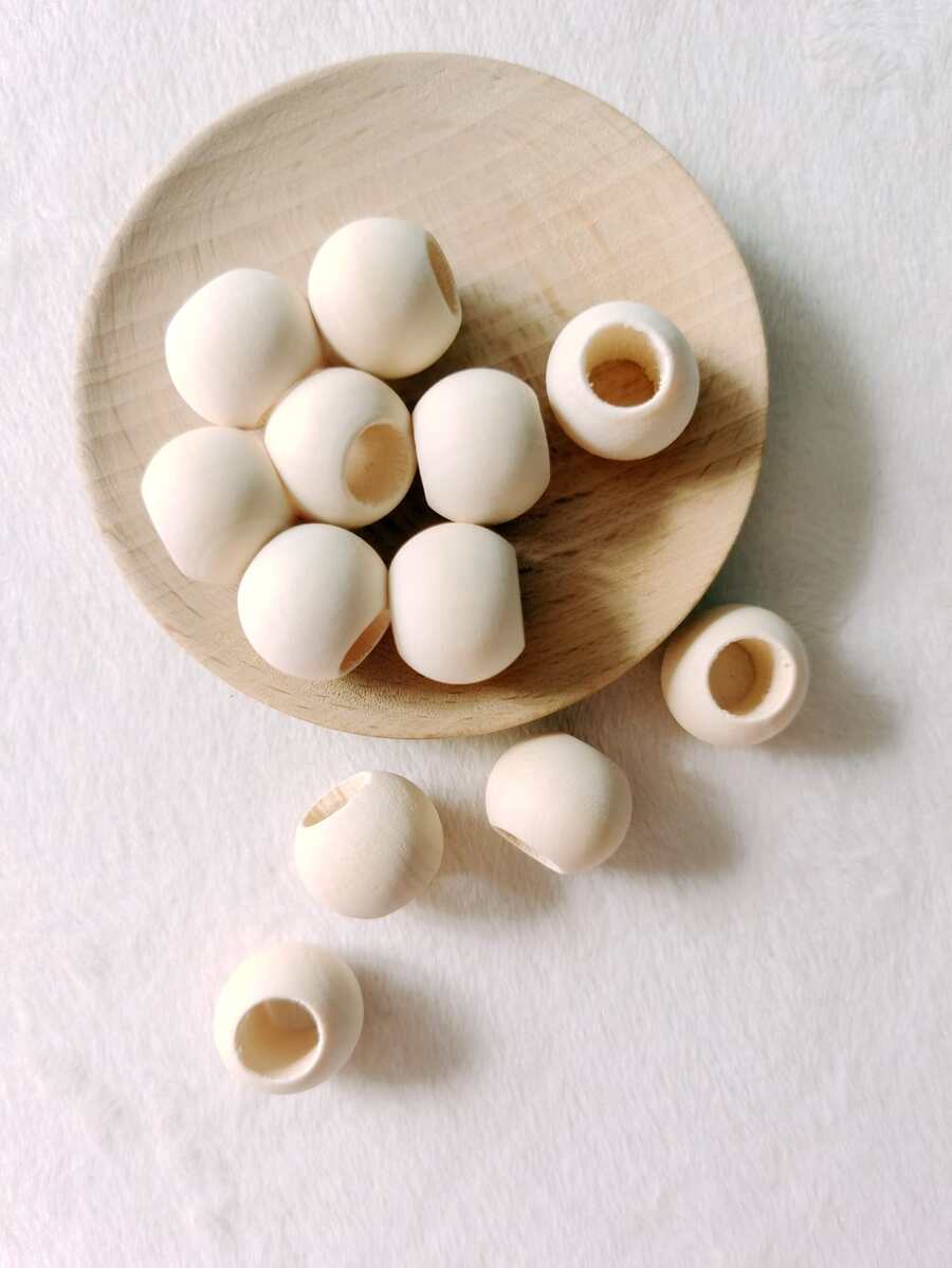 12入組木頭釘珠DIY首飾配件 - 米色 - 查看 1