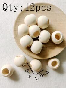 12入組木頭釘珠DIY首飾配件 - 米色 - 查看 4