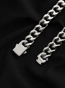Men Minimalist Chain Necklace, For Jewelry Gift And Party - Silver - View 4