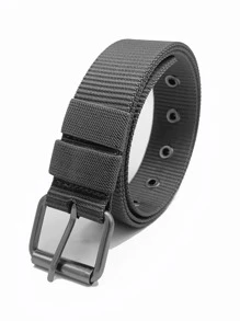 Hombres Cinturón con hebilla cuadrada - Gris Oscuro - Ver 1