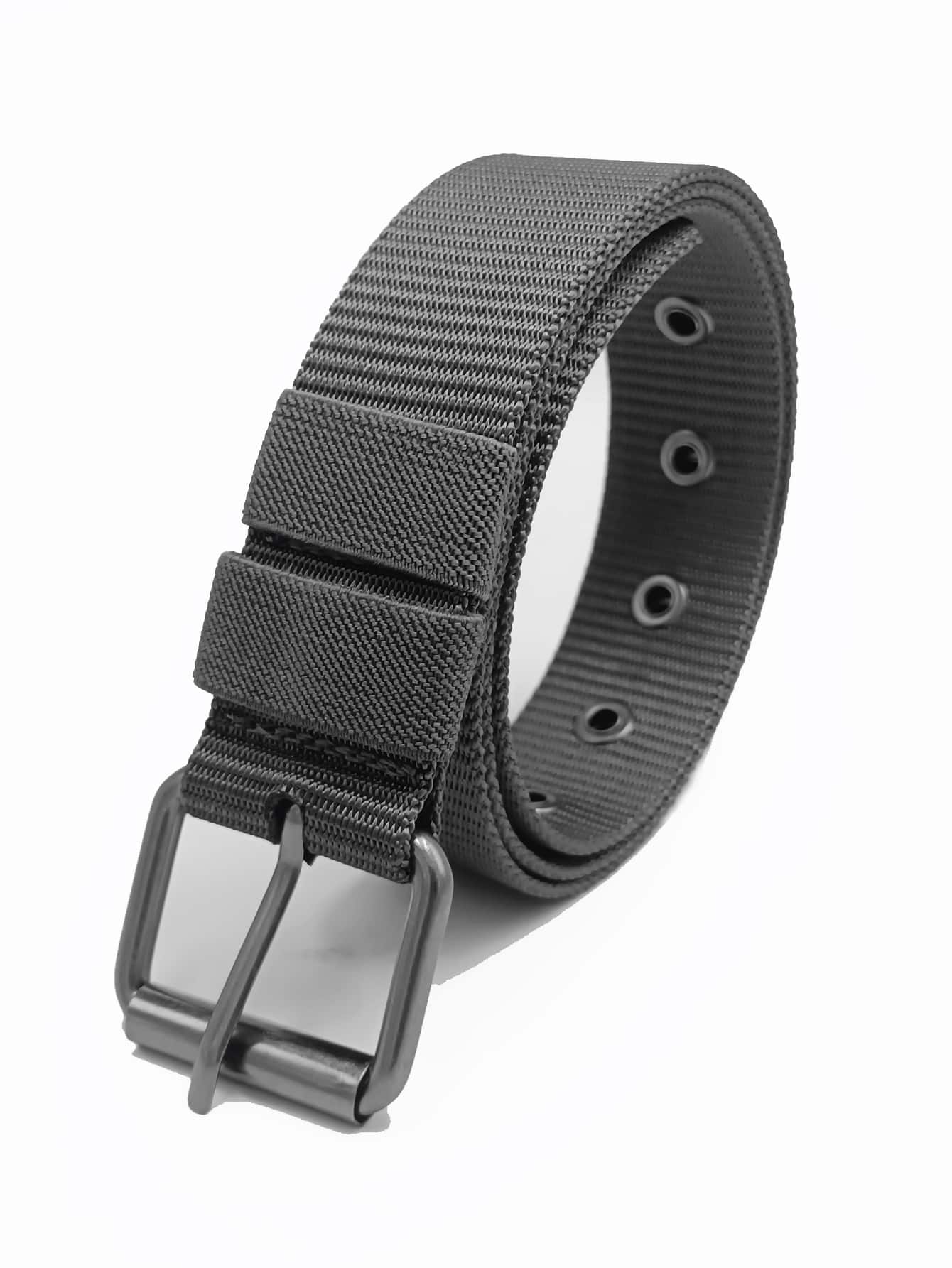 Hombres Cinturón con hebilla cuadrada - Gris Oscuro - Ver 1