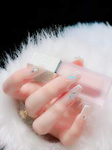 24 chiếc Long Coffin Rhinestone Decor Fake Nail & 1 sheet Tape & 1pc Nail Dũa - Nhiều màu - Xem 5