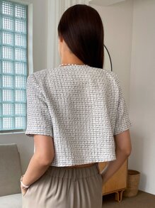 DAZY Button Front Pocket Patched Jacket - Beige - View 2