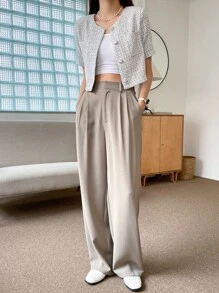 DAZY Button Front Pocket Patched Jacket - Beige - View 3