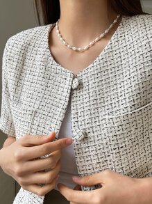 DAZY Button Front Pocket Patched Jacket - Beige - View 7