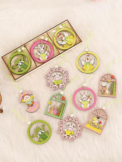 9pcs Easter Rabbit & Egg Design Random Wall Hanging Gifts Birthday Graduation