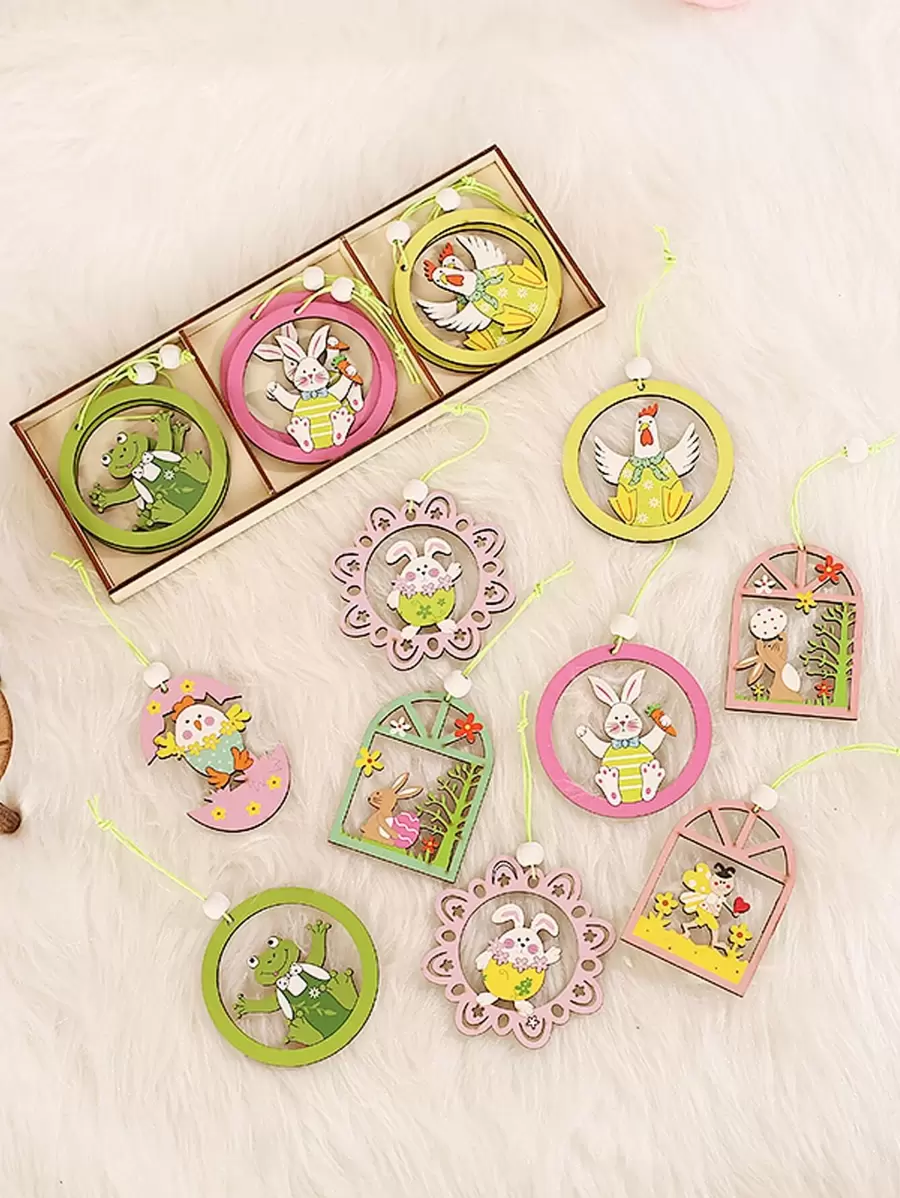 9pcs Easter Rabbit & Egg Design Random Wall Hanging Gifts Birthday Graduation