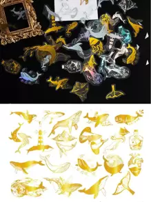 50개 물고기 무늬 스티커 - 멀티컬러 - 보기 1