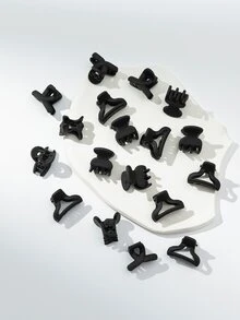 18入組素色髮爪 - 黑色 - 查看 4