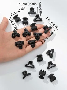 18入組素色髮爪 - 黑色 - 查看 8