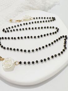 Dây chuyền che mặt trang trí hoa & hạt - Nhiều màu - Xem 6