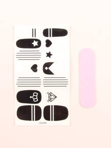 1 hoja de pegatinas de arte de uñas con estampado de diamantes y 1 lima de uñas - Pegatinas de uñas DIY - Multicolor - Ver 2