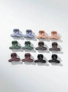 12入組素色髮爪 - 彩色 - 查看 1