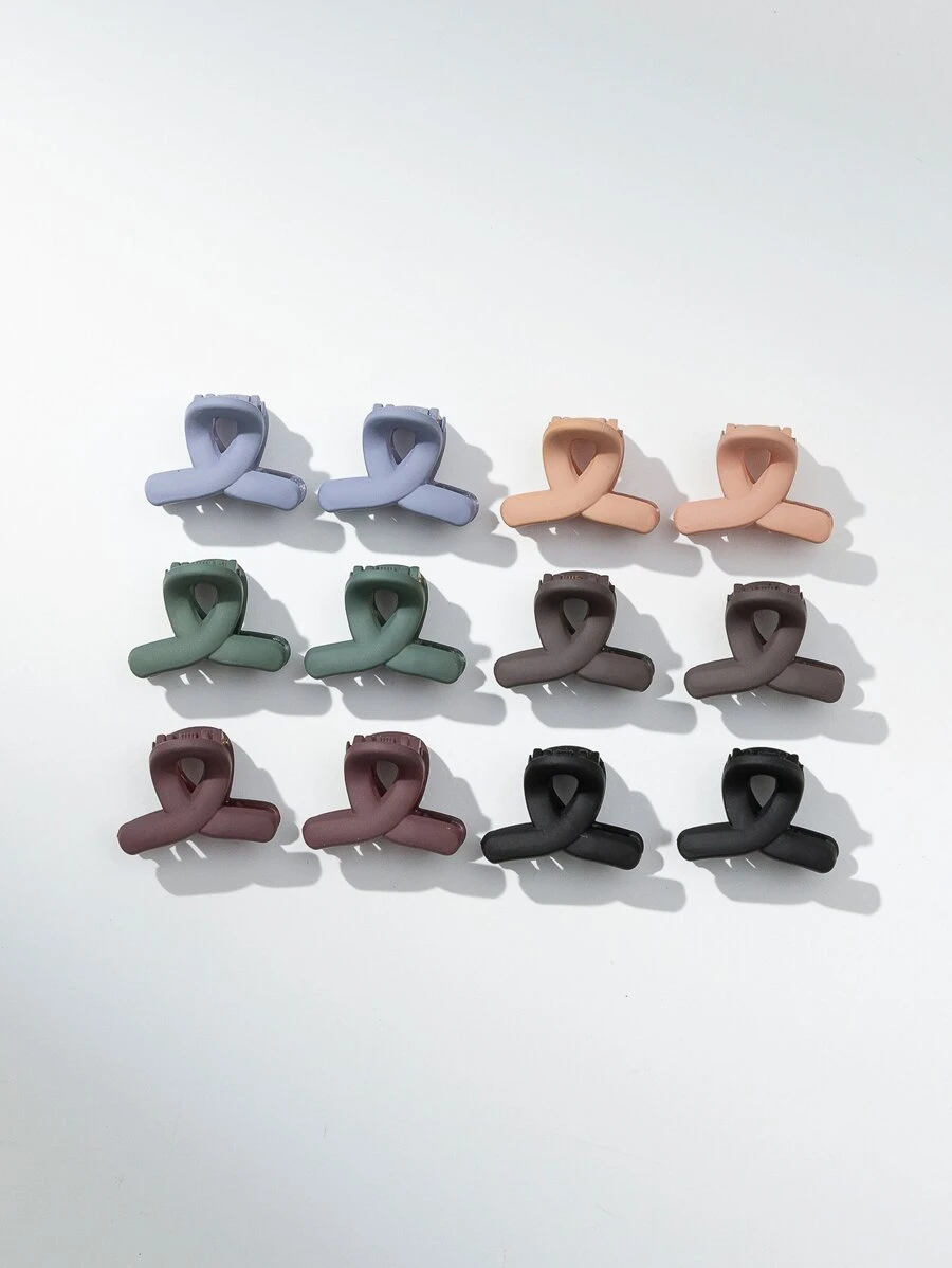 12入組素色髮爪 - 彩色 - 查看 1