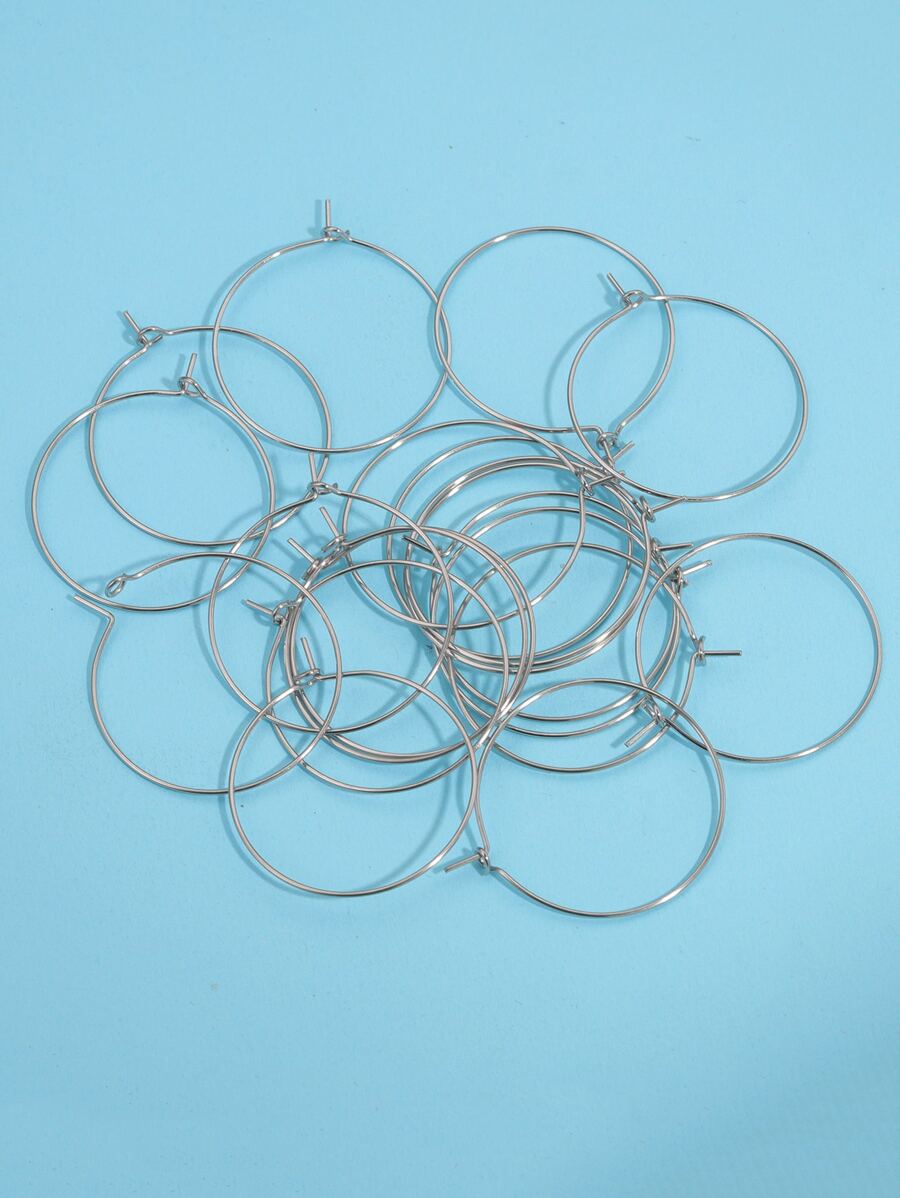 20入組極簡風格DIY耳環配件 - 銀色 - 查看 1