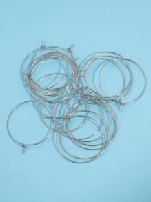 20入組極簡風格DIY耳環配件 - 銀色 - 查看 2