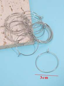 20入組極簡風格DIY耳環配件 - 銀色 - 查看 4