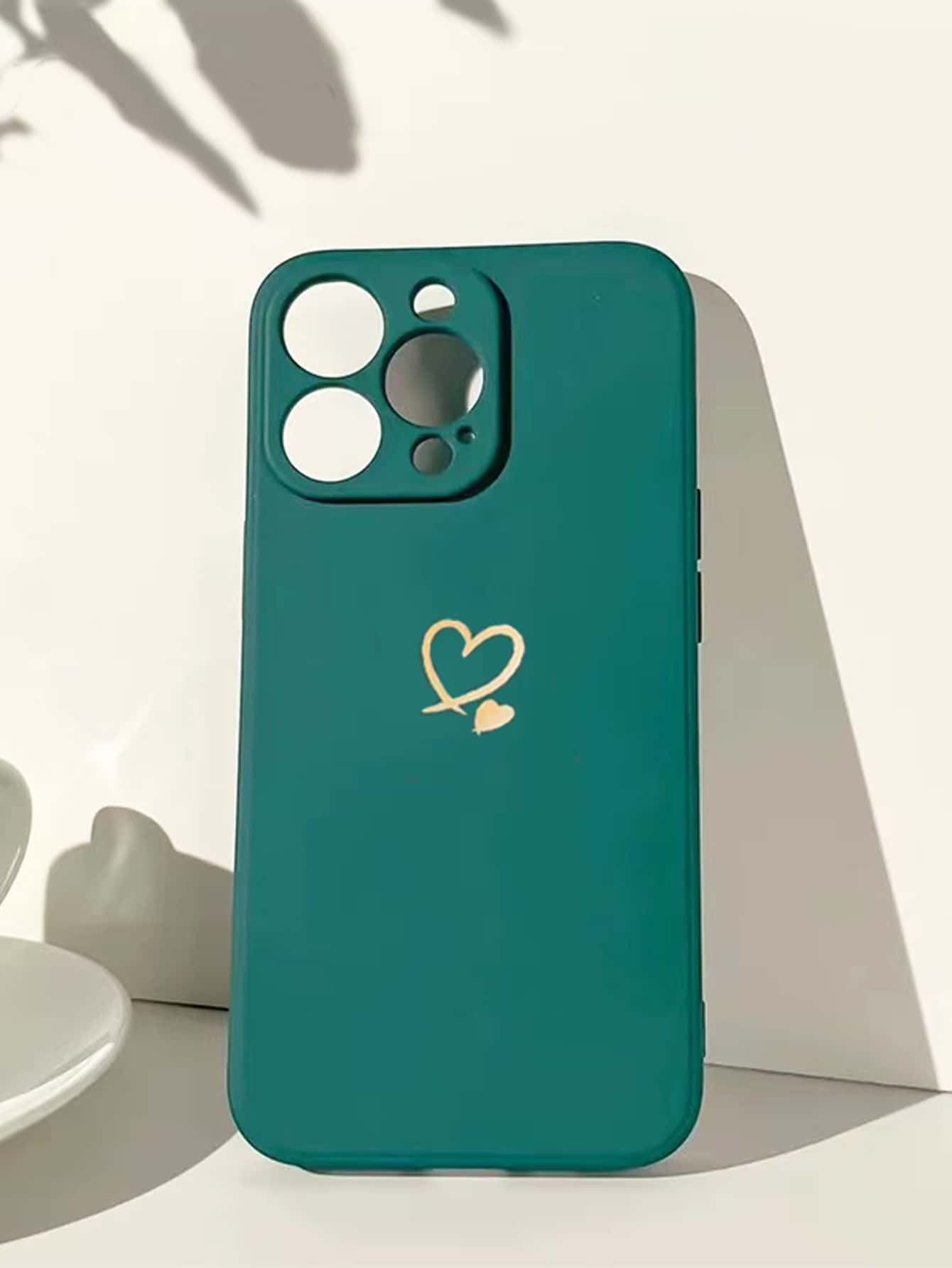 Funda para móvil con patrón de corazón - Verde Oscuro - Ver 1