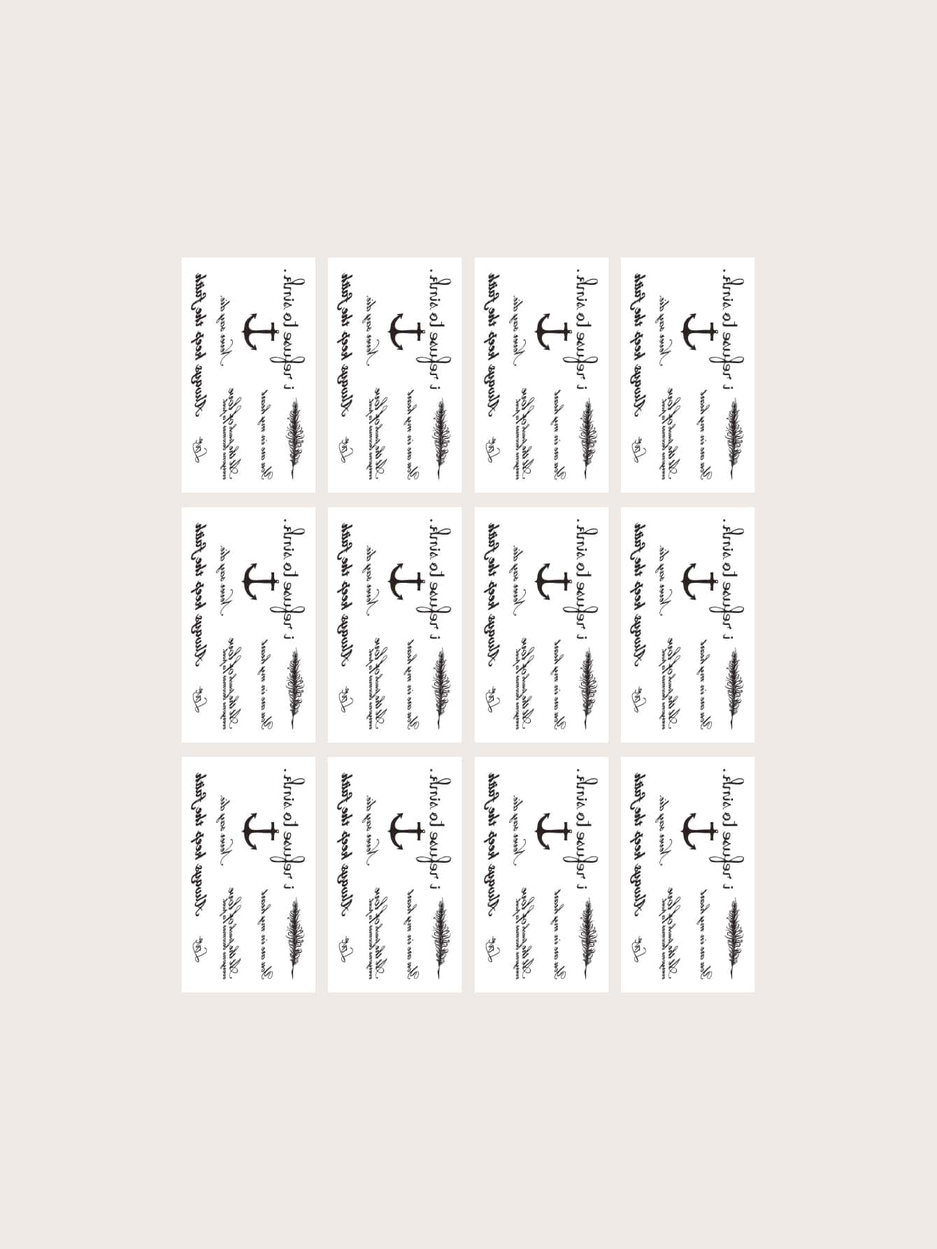 12sheets Letter Graphic Tattoo Sticker - Multicolor - View 1