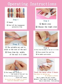 1sheet Marble Print Toenail Art Sticker & 1pc Toenail File - Multicolor - View 4