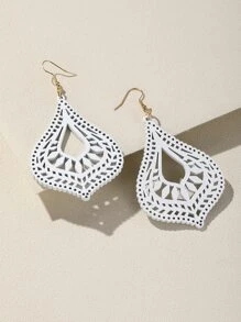 鏤空耳墜 - 白色 - 查看 1