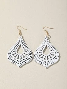 鏤空耳墜 - 白色 - 查看 2