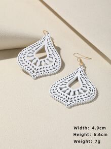 鏤空耳墜 - 白色 - 查看 3