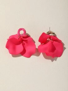 花瓣耳墜 - 玫紅色 - 查看 2