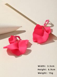 花瓣耳墜 - 玫紅色 - 查看 3