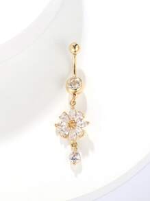 Đá Cubic Zirconia Hoa Trang Trí Rốn Bụng Vòng Đồng Phổ Biến Xuyên Cơ Thể Món Quà Trang Sức Cho Nữ & Nam - Vàng - Xem 1