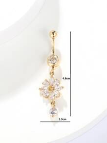 Đá Cubic Zirconia Hoa Trang Trí Rốn Bụng Vòng Đồng Phổ Biến Xuyên Cơ Thể Món Quà Trang Sức Cho Nữ & Nam - Vàng - Xem 3