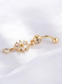 Đá Cubic Zirconia Hoa Trang Trí Rốn Bụng Vòng Đồng Phổ Biến Xuyên Cơ Thể Món Quà Trang Sức Cho Nữ & Nam - Vàng - Xem 4