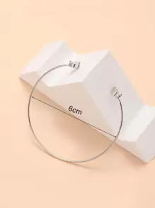 方晶鋯石裝飾開口手鐲 - 銀色 - 查看 4