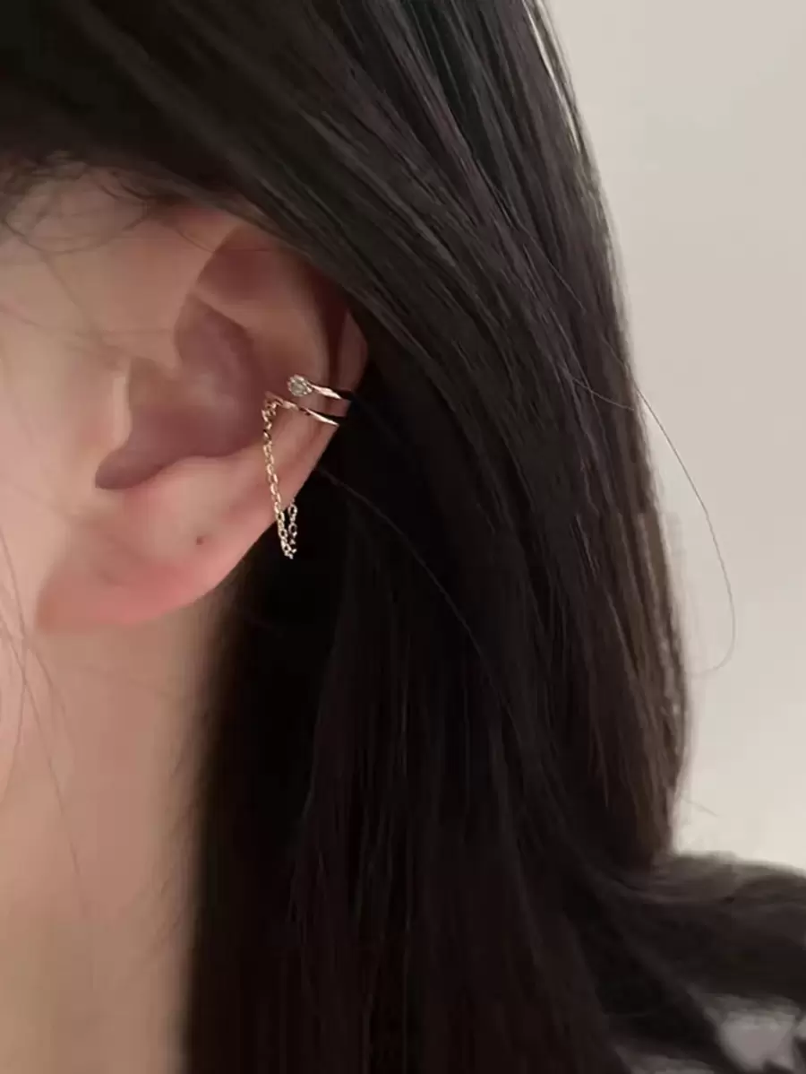 1pc Chain Decor Ear Cuff Copper Jewelry