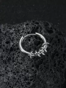 1pc Men Ring Drop Earring - Silver - View 3